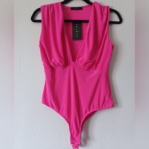 21 Saints Bright Pink Deep V Bodysuit